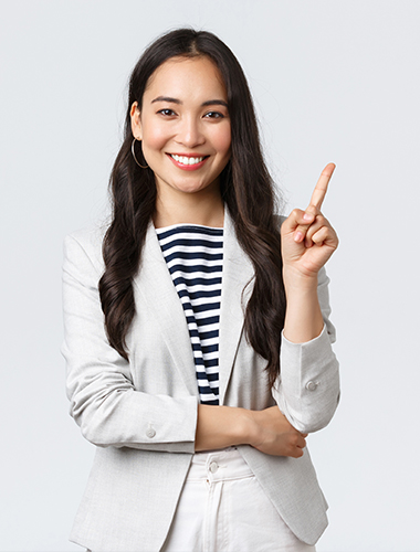 female pointing