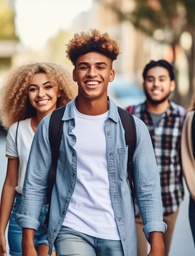 students walking