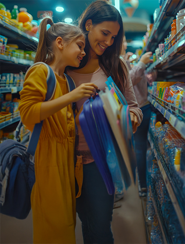 mother and daughter school shopping