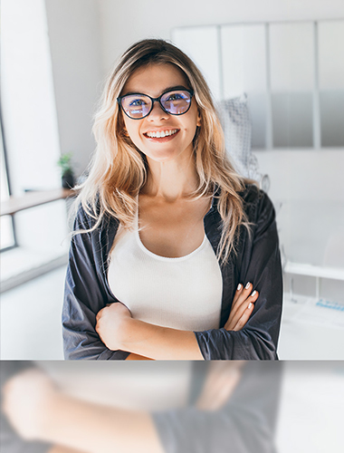 Woman with glasses