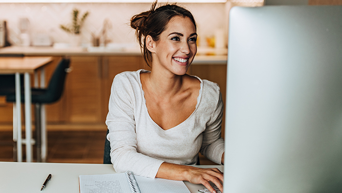 Woman using computer