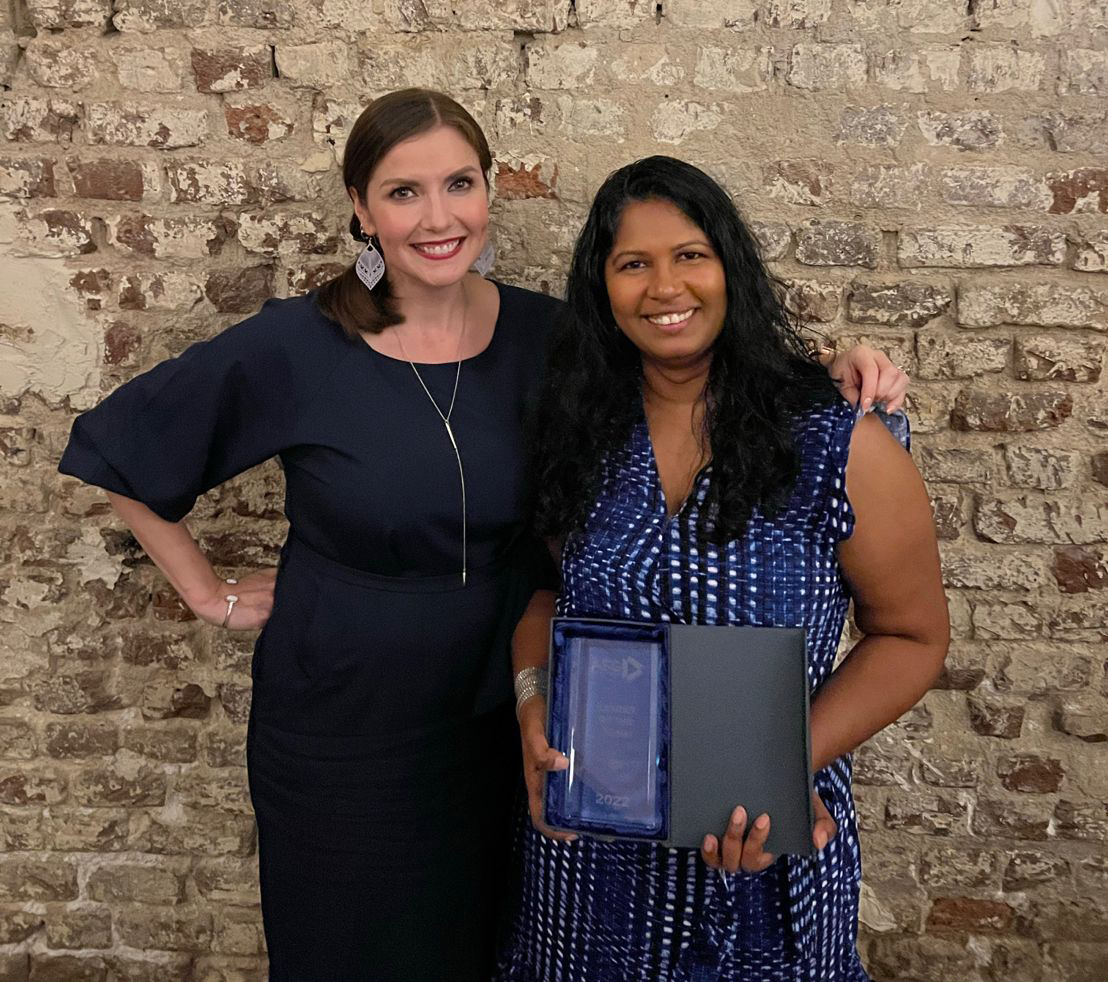 Priya Constable, TCT receives award from Holly Bentley, AFG