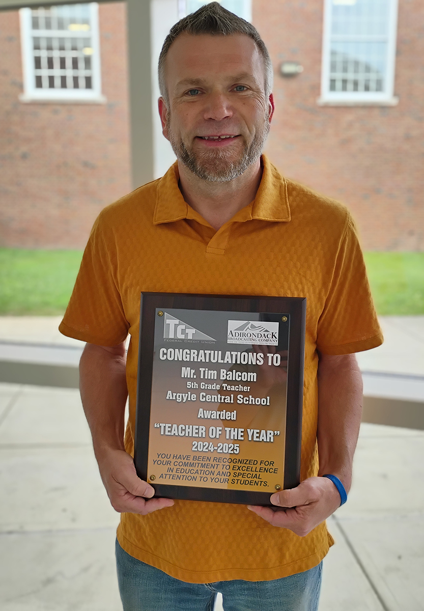 2024-25 Teacher of the Year, Mr. Tim Balcom, 5th-Grade Teacher at Argyle Central School